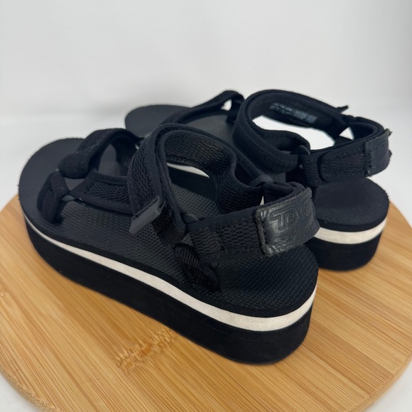 Teva Flatform Universal Mesh Print Black Platform Sandals 1102451 Womens 7 - Picture 10 of 11